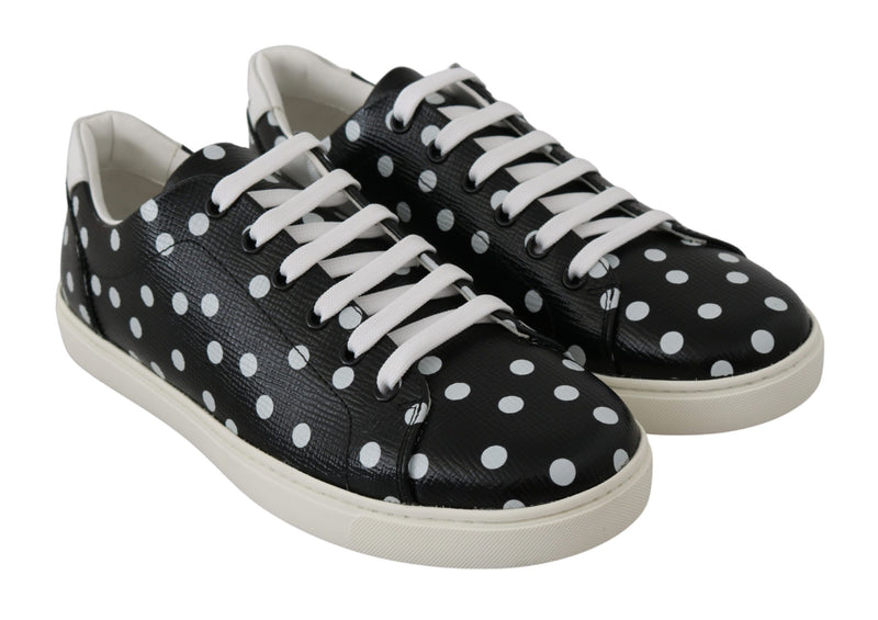 Black Polka Dotted Leather Sneakers Dolce & Gabbana