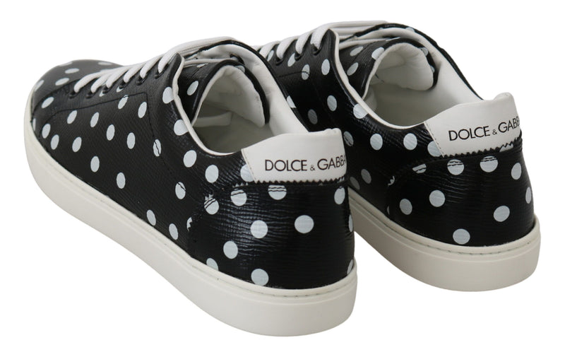 Black Polka Dotted Leather Sneakers Dolce & Gabbana