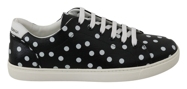 Black Polka Dotted Leather Sneakers Dolce & Gabbana