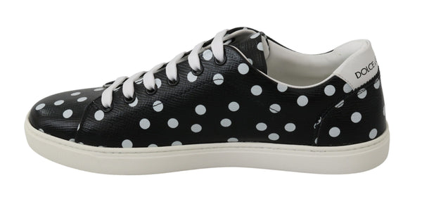 Black Polka Dotted Leather Sneakers Dolce & Gabbana