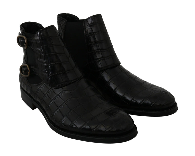 Elegant Derby Brogue Boots in Exotic Leather Dolce & Gabbana