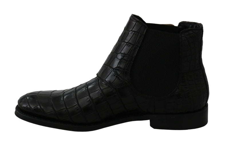 Elegant Derby Brogue Boots in Exotic Leather Dolce & Gabbana