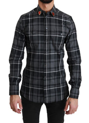 Elegant Gray Checkered Martini Dress Shirt Dolce & Gabbana