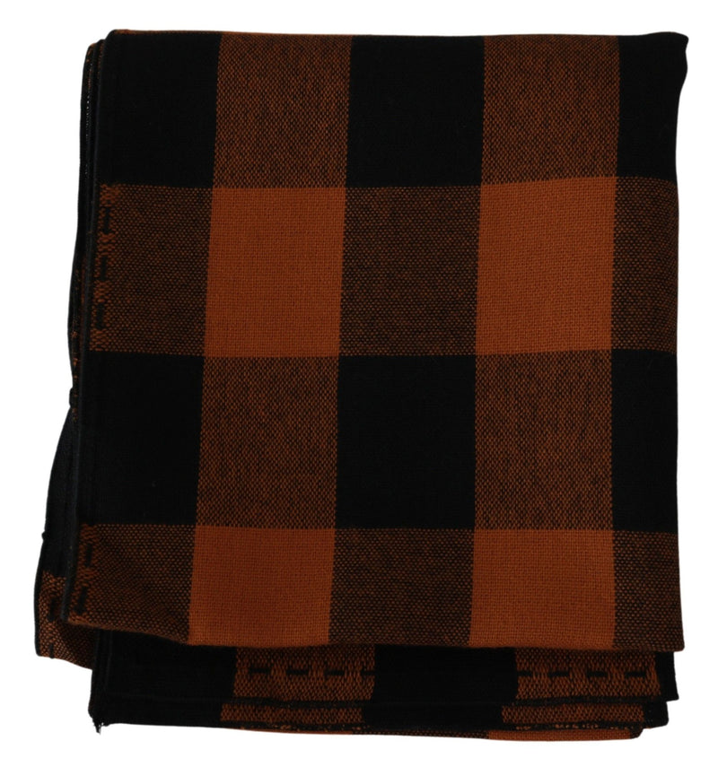 Chic Orange Check Wool Blend Scarf Costume National