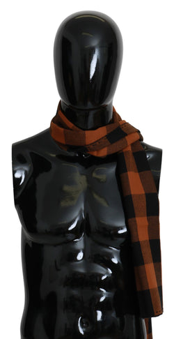Chic Orange Check Wool Blend Scarf Costume National