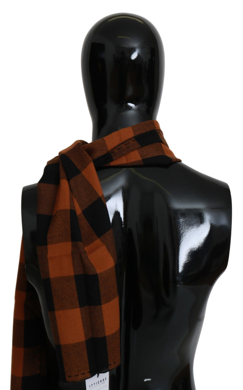 Chic Orange Check Wool Blend Scarf Costume National
