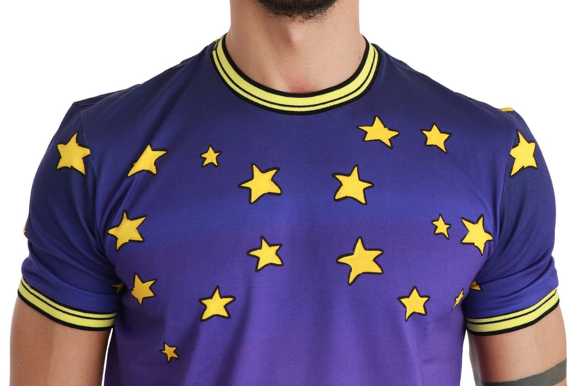 Purple Cotton Round Neck T-Shirt with Pig Motif Dolce & Gabbana