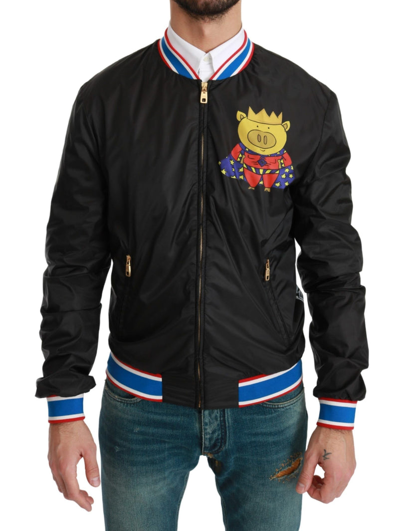 Elegant Multicolor Motive Bomber Jacket Dolce & Gabbana