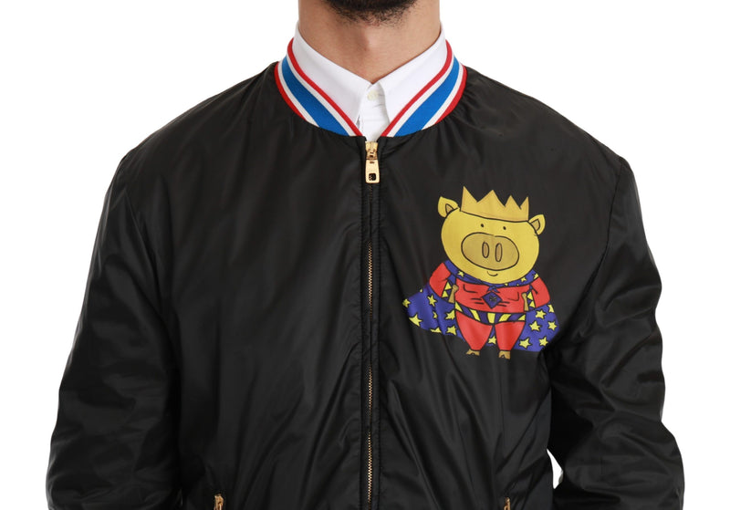 Elegant Multicolor Motive Bomber Jacket Dolce & Gabbana