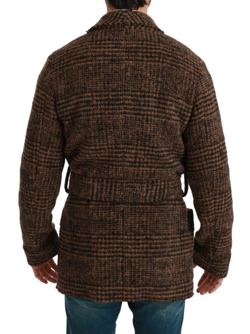 Elegant Brown Alpaca Blend Belted Cape Jacket Dolce & Gabbana