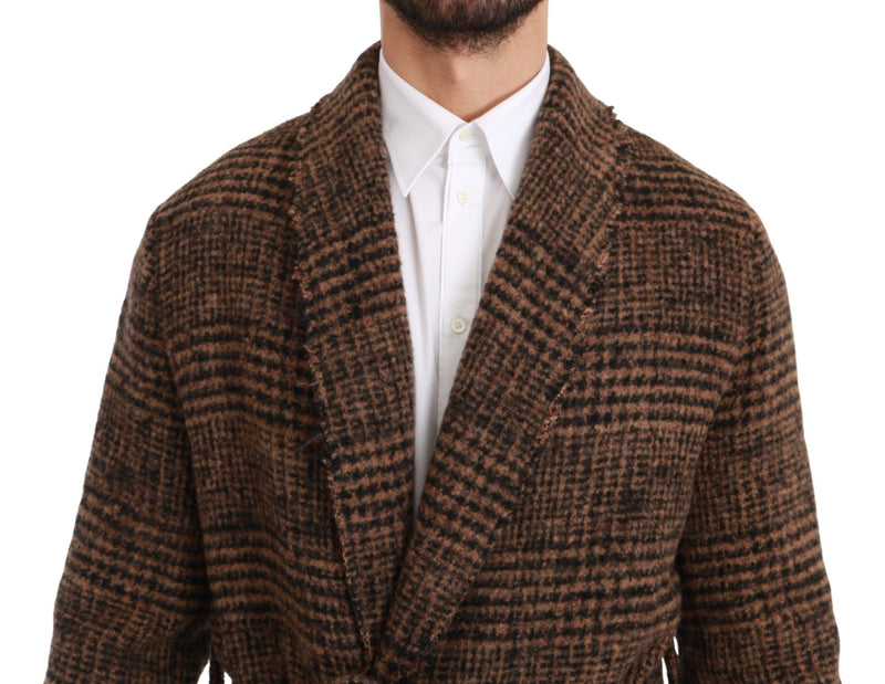 Elegant Brown Alpaca Blend Belted Cape Jacket Dolce & Gabbana