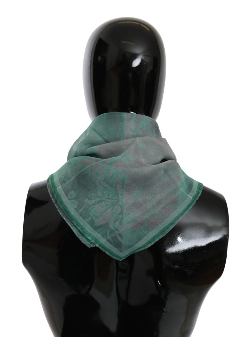 Elegant Silk Green Printed Scarf Costume National