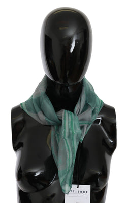 Elegant Silk Green Printed Scarf Costume National