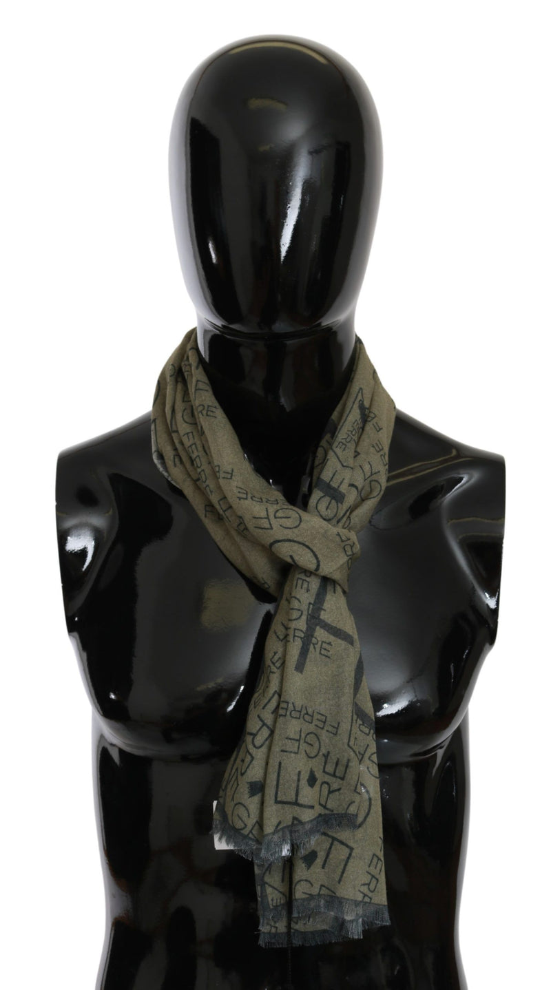 Elegant Patterned Wool-Blend Scarf GF Ferre