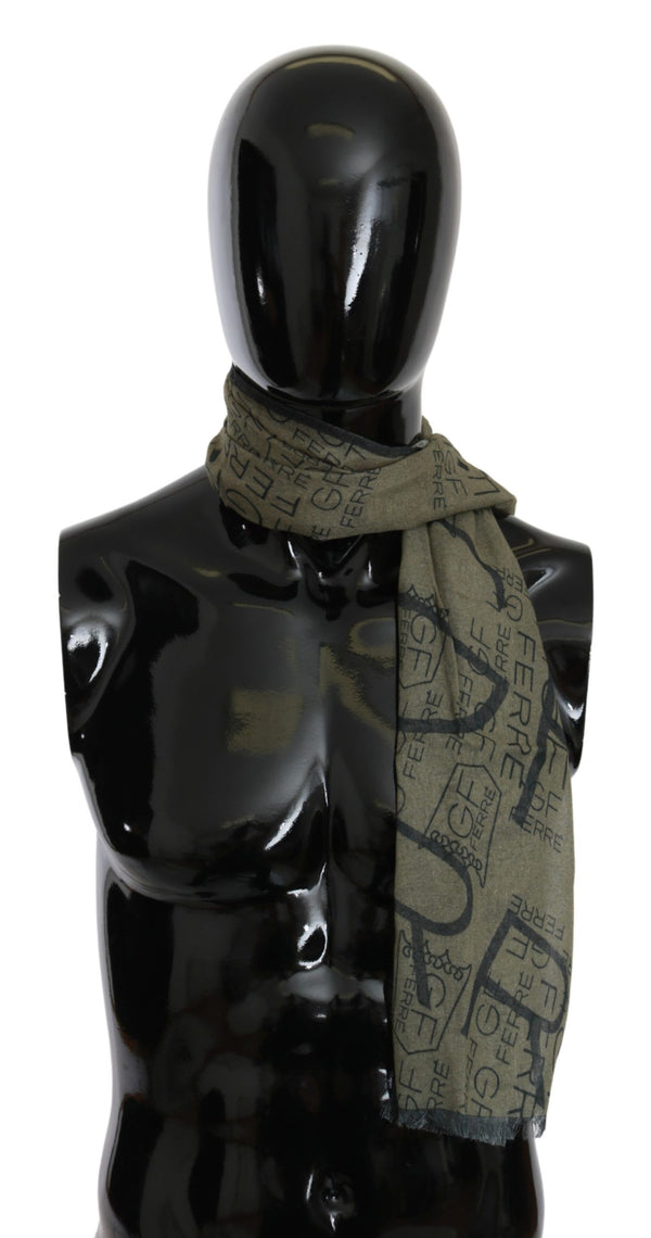 Elegant Patterned Wool-Blend Scarf GF Ferre