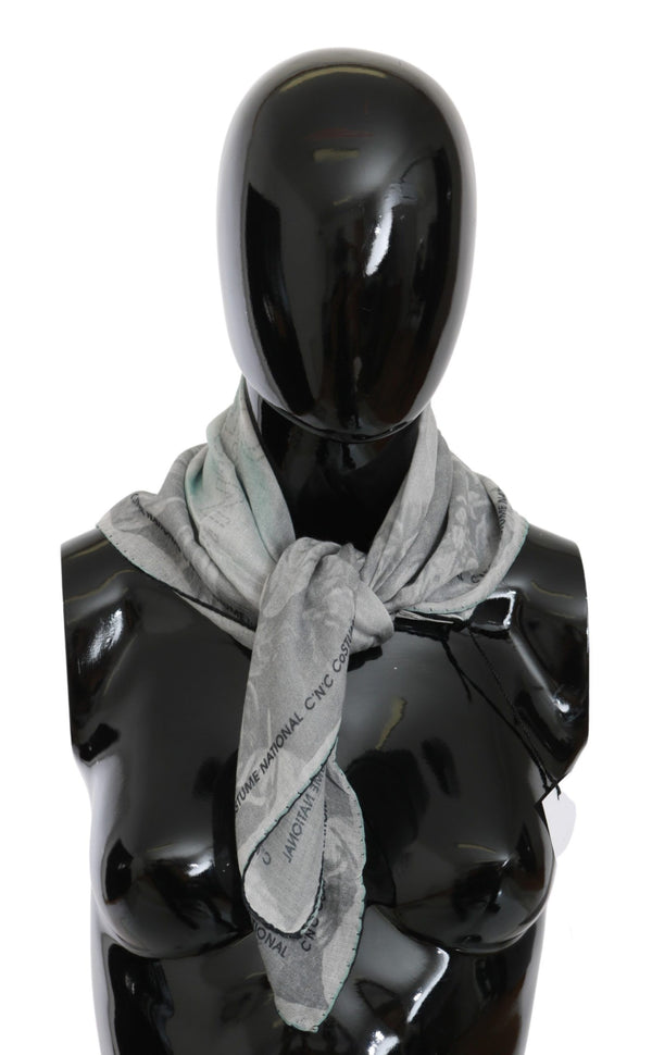 Elegant Gray Silk Scarf for Women Costume National