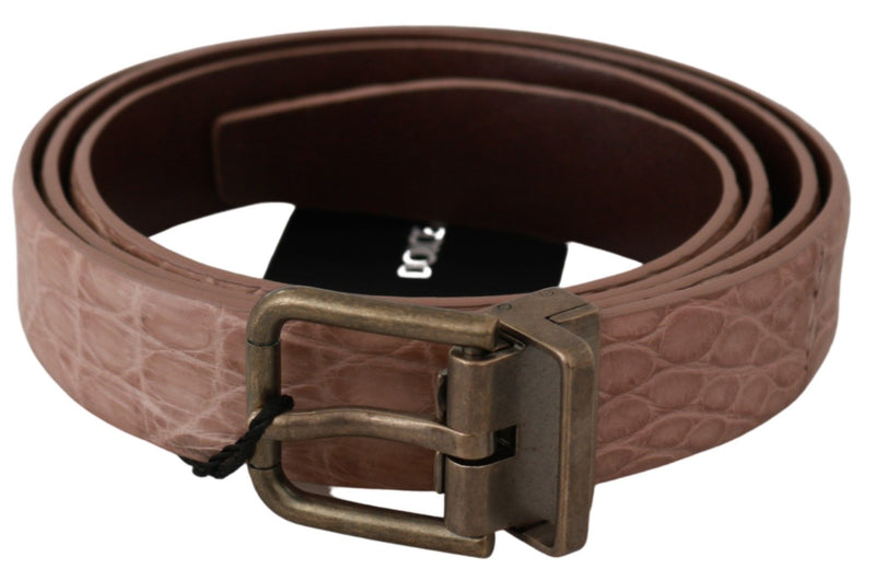 Elegant Exotic Skin Brushed Gold Buckle Belt Dolce & Gabbana