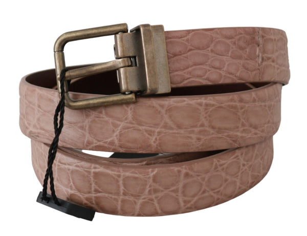 Elegant Exotic Skin Brushed Gold Buckle Belt Dolce & Gabbana