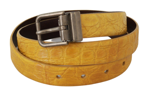 Exotic Yellow Animal Pattern Leather Belt Dolce & Gabbana