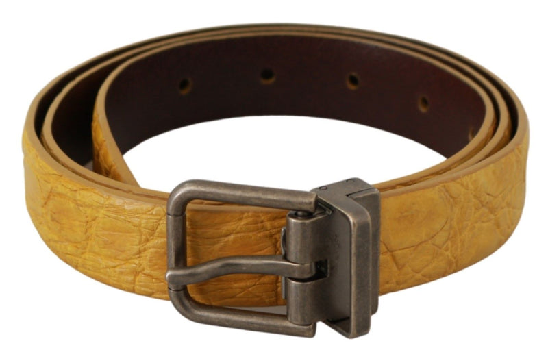 Exotic Yellow Animal Pattern Leather Belt Dolce & Gabbana