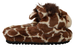 Elegant Giraffe Pattern Slides for Sophisticated Comfort Dolce & Gabbana