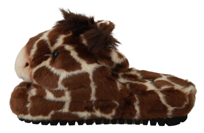 Elegant Giraffe Pattern Slides for Sophisticated Comfort Dolce & Gabbana