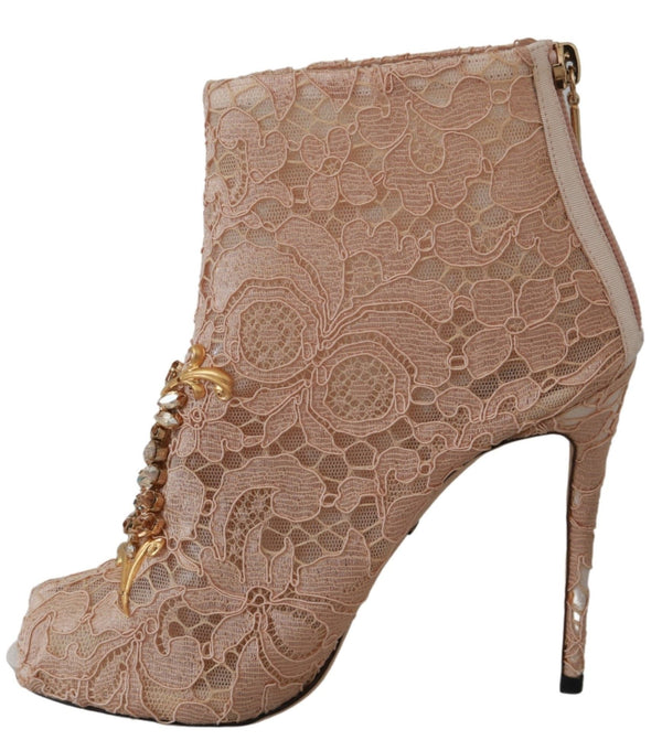 Elegant Lace Stilettos with Crystal Accents Dolce & Gabbana