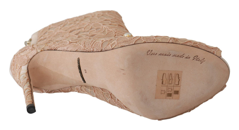 Elegant Lace Stilettos with Crystal Accents Dolce & Gabbana