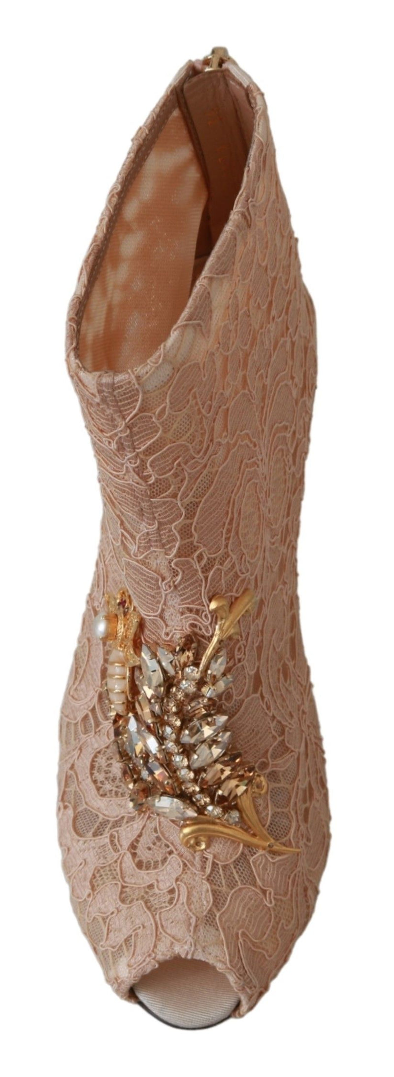 Elegant Lace Stilettos with Crystal Accents Dolce & Gabbana