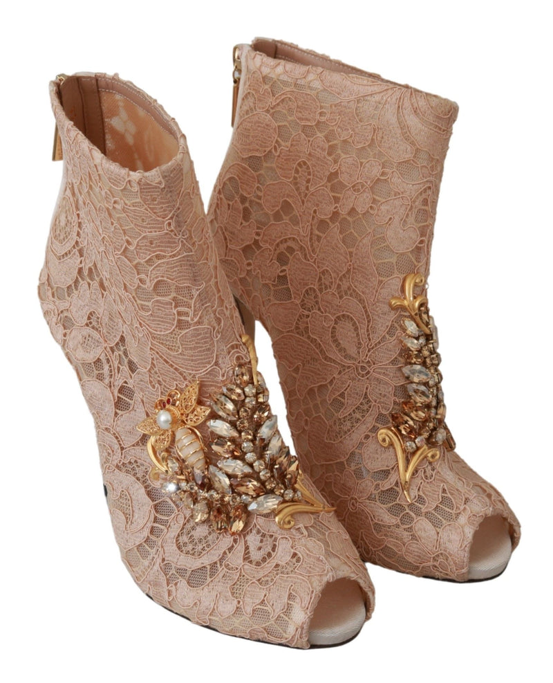 Elegant Lace Stilettos with Crystal Accents Dolce & Gabbana