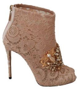 Elegant Lace Stilettos with Crystal Accents Dolce & Gabbana