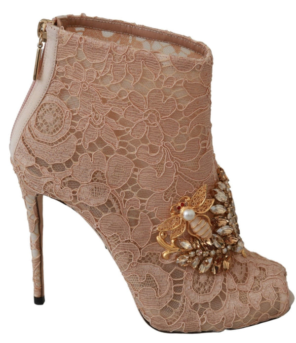 Elegant Lace Stilettos with Crystal Accents Dolce & Gabbana