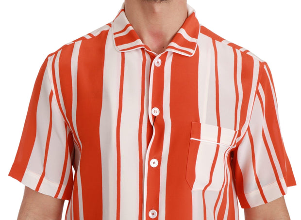 Elegant Striped Silk Shirt - White & Orange Dolce & Gabbana