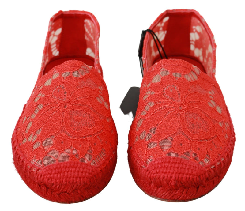 Red Viscose Espadrilles Flat Shoes Dolce & Gabbana