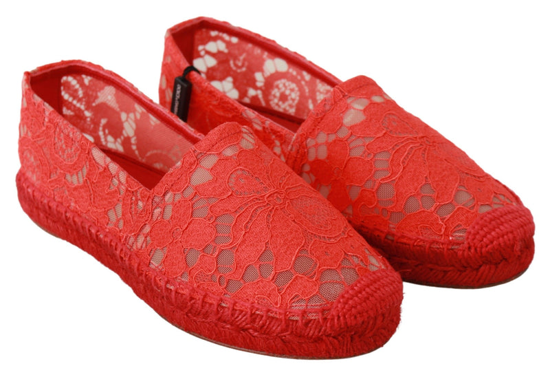 Red Viscose Espadrilles Flat Shoes Dolce & Gabbana