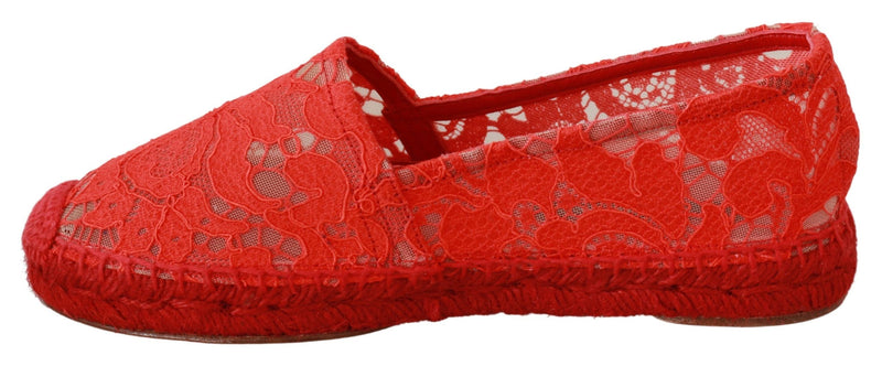 Red Viscose Espadrilles Flat Shoes Dolce & Gabbana