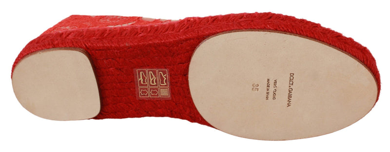 Red Viscose Espadrilles Flat Shoes Dolce & Gabbana