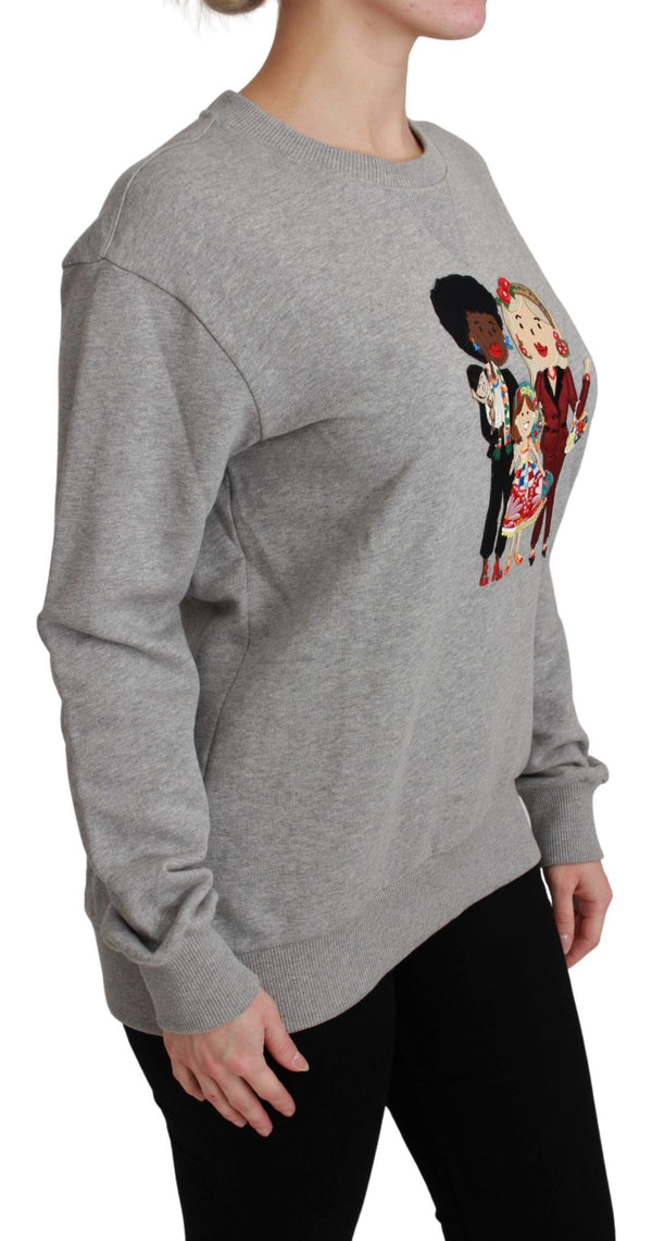 Elegant Multicolor Embroidered Crew-neck Sweater Dolce & Gabbana