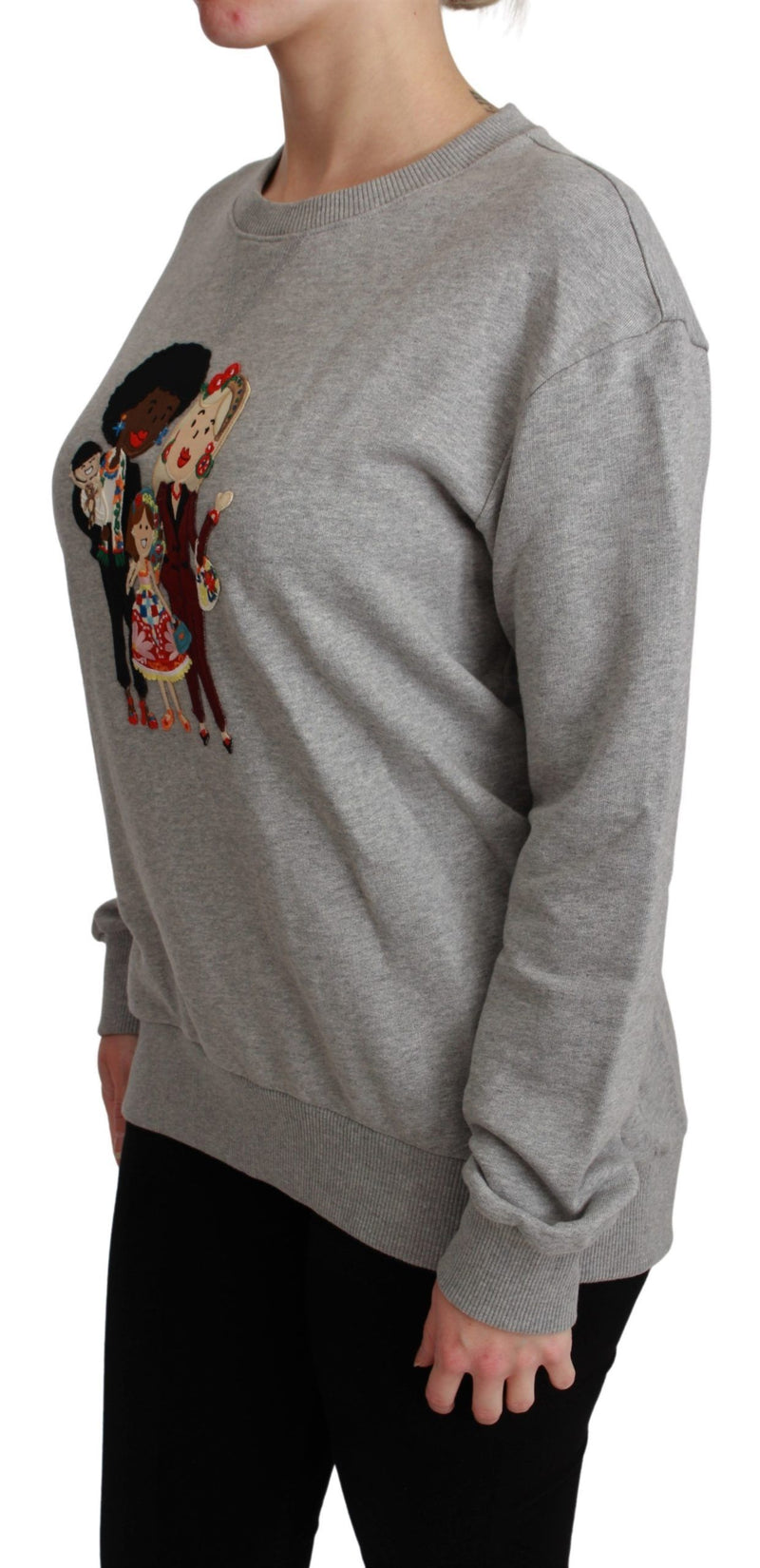 Elegant Multicolor Embroidered Crew-neck Sweater Dolce & Gabbana