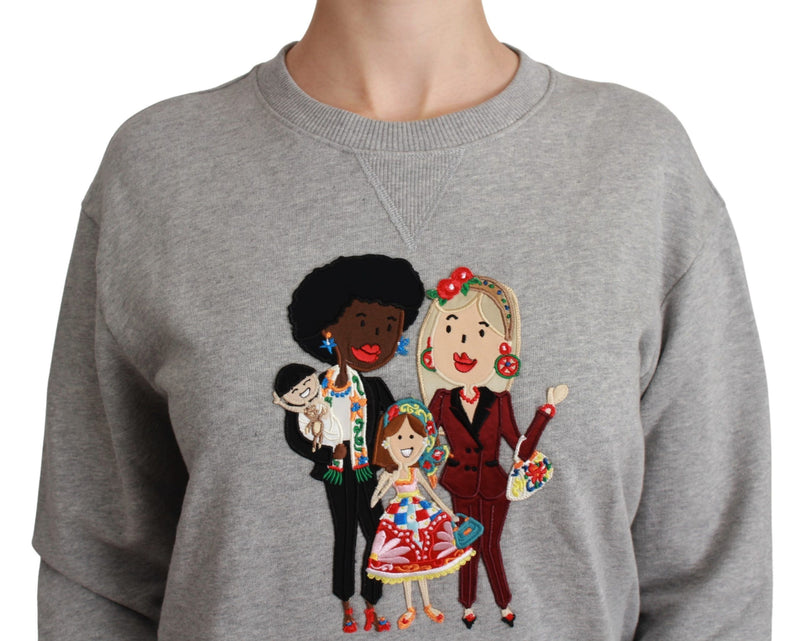 Elegant Multicolor Embroidered Crew-neck Sweater Dolce & Gabbana