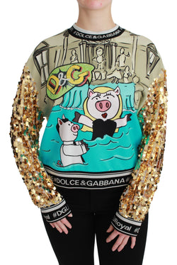 Chic Multicolor Motive Sequined Sweater Dolce & Gabbana