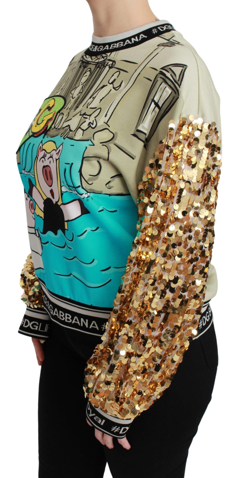 Chic Multicolor Motive Sequined Sweater Dolce & Gabbana