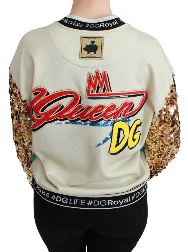 Chic Multicolor Motive Sequined Sweater Dolce & Gabbana