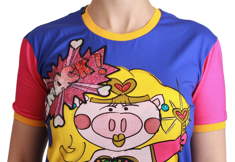 Chic Crewneck Cotton Tee with Supergirl Motive Dolce & Gabbana