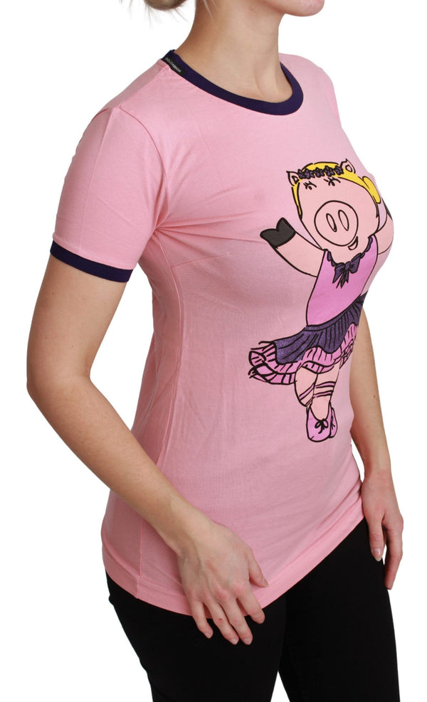 Pink Crewneck Year of the Pig T-Shirt Dolce & Gabbana