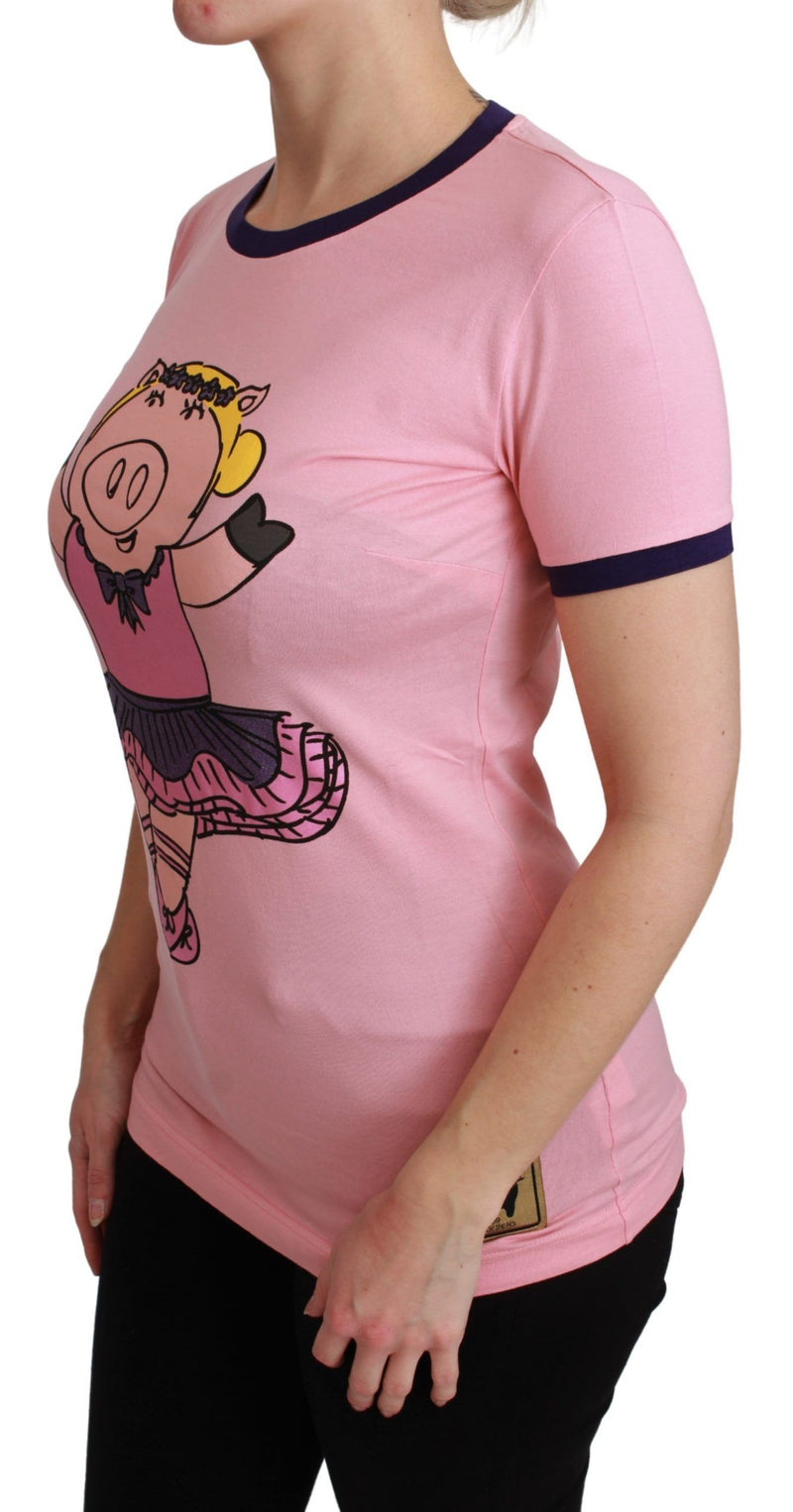 Pink Crewneck Year of the Pig T-Shirt Dolce & Gabbana