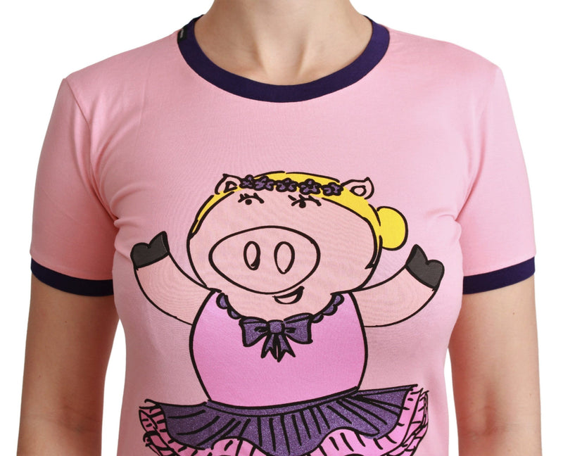 Pink Crewneck Year of the Pig T-Shirt Dolce & Gabbana