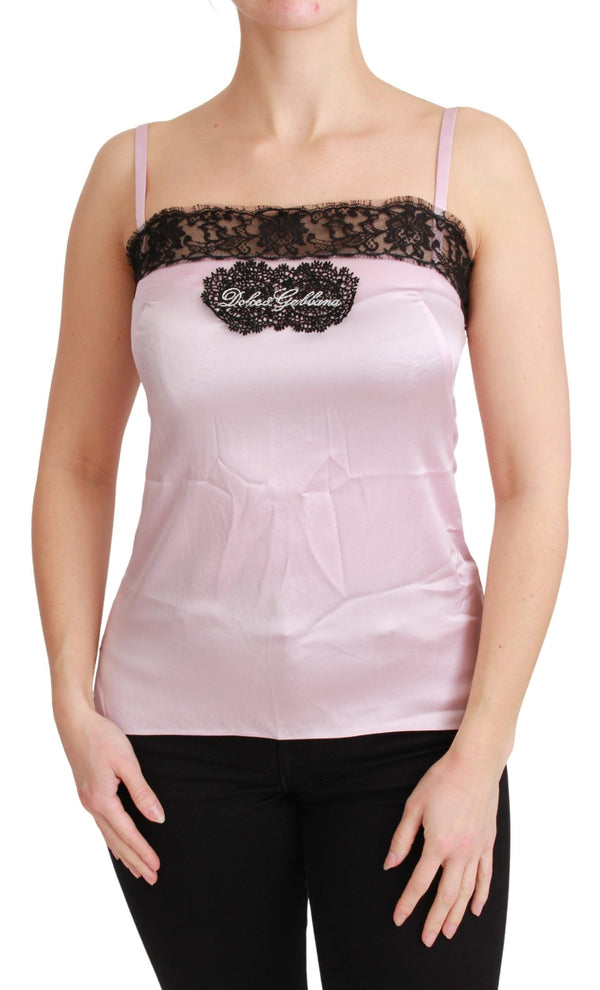 Elegant Silk Lace Detail Tank Top Dolce & Gabbana