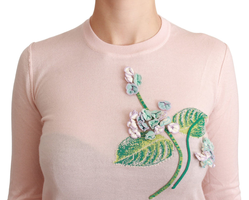 Silk Blend Floral Embroidered Sweater Dolce & Gabbana