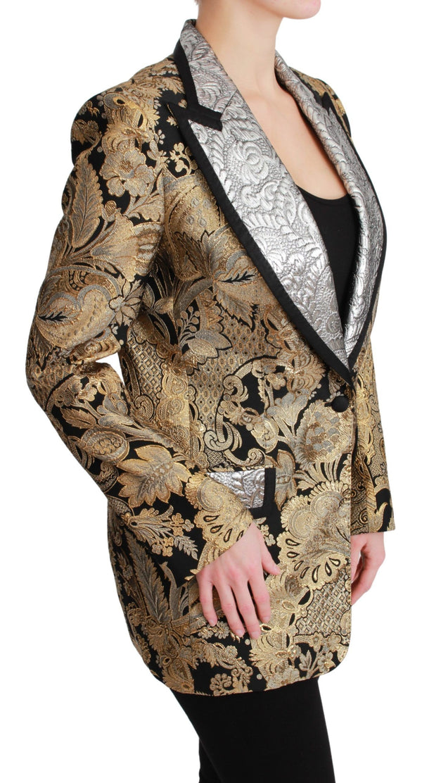 Elegant Gold Floral Jacquard Blazer Dolce & Gabbana